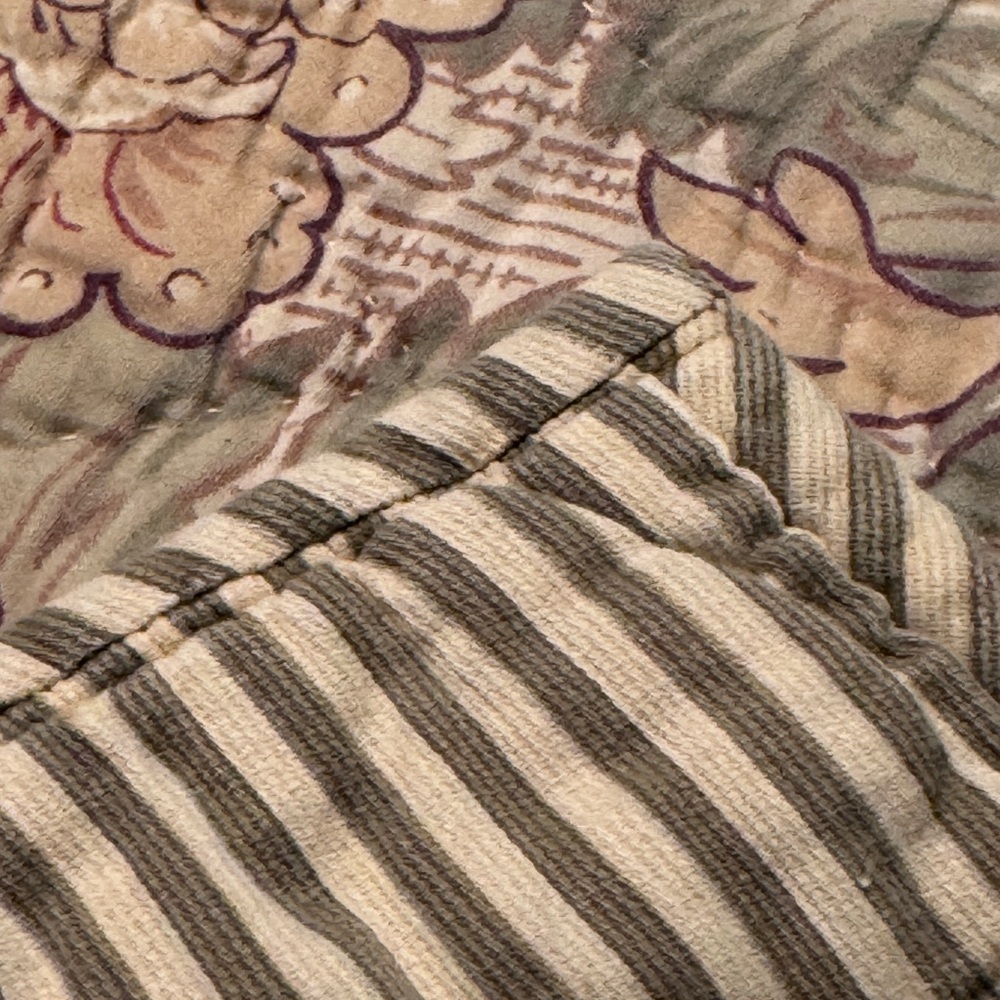 Pine Cone Hill Pinkish Coral and Gray Floral Quilt - Picture 6 of 11